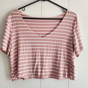 ‼️ 3/$10 ‼️ SHEIN Pink Striped V-Neck Crop Top